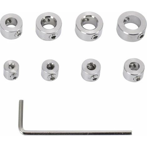 Butée de Profondeur de Foret, 8 Pieces Butee de Profondeur en Acier Inoxydable, Durable Anneau Butée de Profondeur Foret avec Une Clé Hexagonal, Mèche Positionneur d'Anneau 3-10 mm