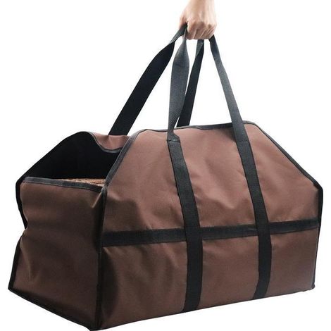 Sac à bois de chauffage en toile, extra large, durable, idéal pour les cheminées, les poêles à bois, les bûches, le camping, l'aménagement paysager (lot de 2, marron,241210inch) (1/3)