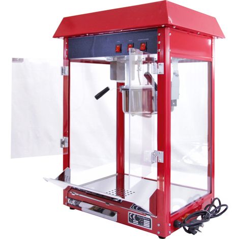 KuKoo - Machine à Popcorn 226 g Commercial en Inox Rouge Portes Battantes Nettoyage Facile Pour Fête Foire Cantine Cinéma Restaurant [Accessoires INCLUS] (1/5)