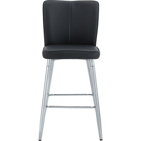 CHICFURN Set di 2 sgabelli da bar 63x44x101 cm in similpelle nera e metallo argento (1/5)