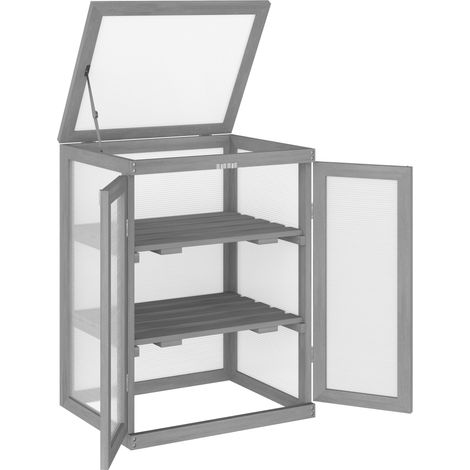 3-stufiges Garten-Gewächshaus aus Holz und Polycarbonat, dunkelgrau (1/5)