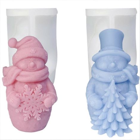 Set mit 2 Silikon-Schneeflockenformen mit einem umarmenden Weihnachtsmann, für Schokolade, Zuckerguss und Kunstharz, Weihnachtsdekorationen, flexibel und antihaftbeschichtet (1/5)