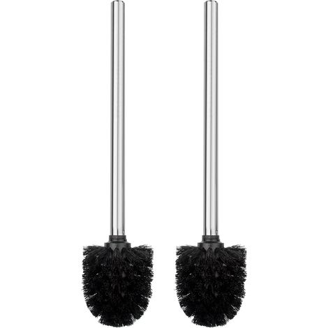 2 Stück WC-Bürste, Toilettenbürste mit Edelstahlstiel, Klobürste Schwarz für Badezimmer, Toilette, Ergonomisch, Elegant, Langlebig