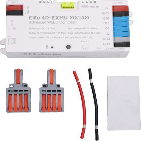 Professional WLED LED Strip Light Controller 4 Output with Ethernet Microphone UART Energy Saving Relay 20A Pluggable Fuse Dynamic for Digital Addressable RGB IC – High Resistance, DIY, Atel (1/5)