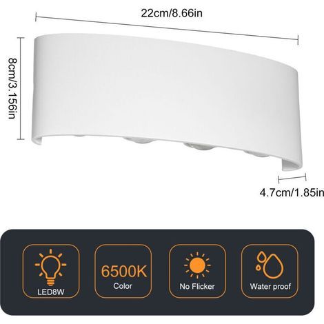 Neoglint Modern LED Wall Sconce 8W Up and Down Lamp Fixture Cool White for Hallway Corridor Living Room Bedroom (1/4)