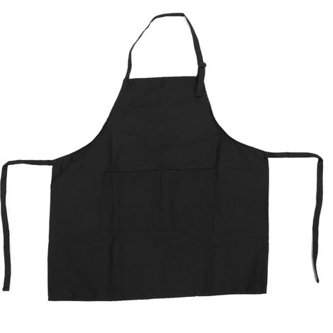 Tablier de cuisine imperméable noir unisexe, tablier de nail art uni, tablier de travail ajustable avec bretelle cou, protection peinture et poussière (1/5)
