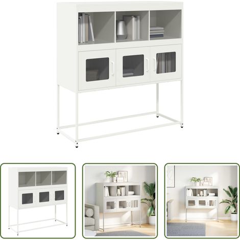 Rangement salle à manger - Buffet blanc 100,5x39x107 cm acier laminé à froid (1/5)