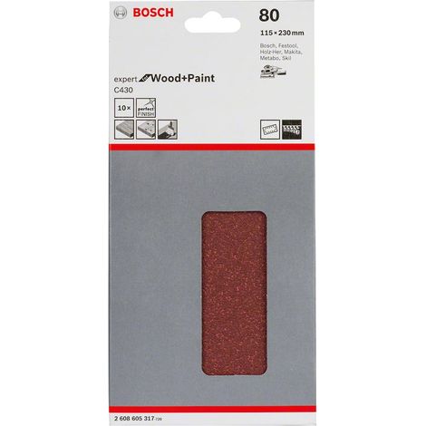 2608605317 - Foglio abrasivo C430, confezione da 10 pz. 115mm x 230 mm, P80 , EXPERT for LEGNO+VERNICE