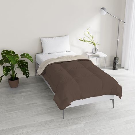 Italian Bed Linen Piumino invernale imbottito bicolore Sogni e Capricci, Marrone/Panna, Piazza e Mezza 200x200cm (1/5)