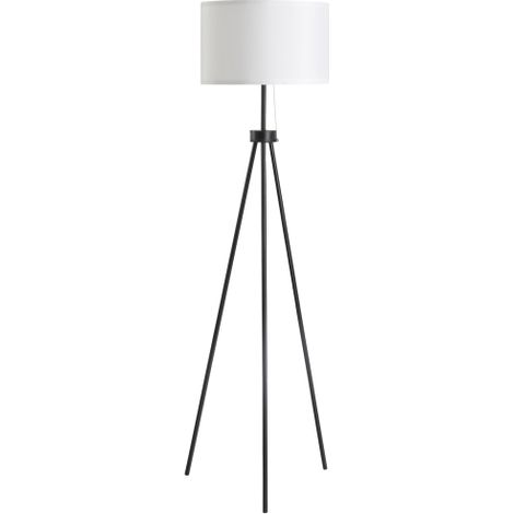 Lampada da terra moderna, attacco E27, realizzata in acciaio e fibra di poliestere, combinazione di colori bianco e nero, dimensioni 37x37x152 cm, design elegante, adatta per soggiorno e camera da let (1/5)