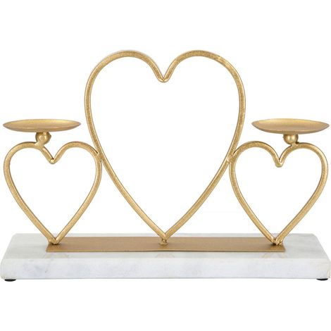 Portacandele in metallo oro, 30x9x20 cm – Hearts Cm (1/5)