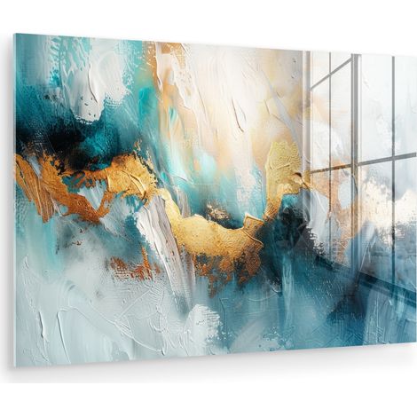 CUADRO DE METACRILATO Abstracto - Arte - Oro - Azul Pinturas 60x40 (1/5)