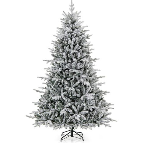 Albero di Natale artificiale rivestito di neve di 218cm con cerniera e 8 modalità luminose (1/5)