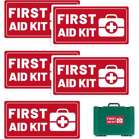 5pcs Autocollants pour Trousse de Premiers Secours, 16,3x8,3cm Imperméables et Auto-Adhésifs pour La Maison l'École Le Bureau La Voiture et Les Boîtes d'Urgence (1/5)