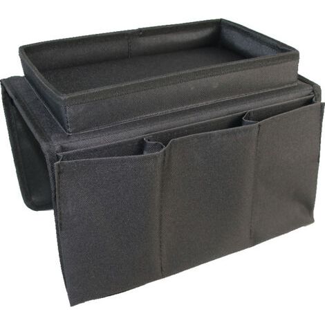 Organiseur de canapé pour accoudoir de canapé, support de télécommande, sac de rangement avec porte-gobelet pour tablette, téléphone, tablette, livre, magazines (1/5)