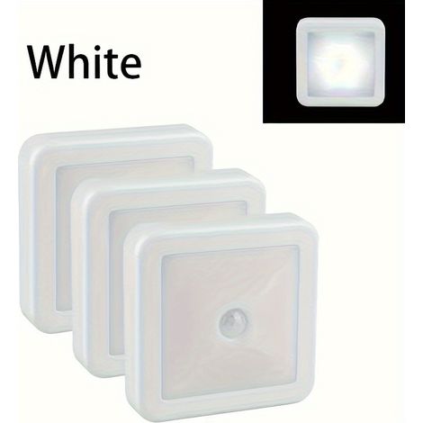Confezione da 3 luci notturne a LED con sensore di movimento, adatte per bagni, comodini, corridoi, disimpegni, servizi igienici, scale e armadi - luci notturne intelligenti, facili da installare, luc