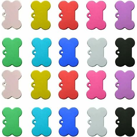 20 Pièces Vierges en Aluminium Pet Tag, Medaille pour Chien, Médaille Chien Étiquettes Personnalisées, pour Chiens et Chats de Taille Moyenne à Grande (couleur aléatoire, 38X25X1mm) (1/5)