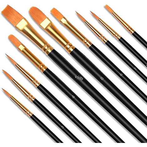 pinceau De Peinture L'huile,10pcs Pinceaux De Peinture Peinture Acrylique,brosse De Peinture,cadeaux Anniversaire Pour Dbutant Artiste Enfant (1/5)