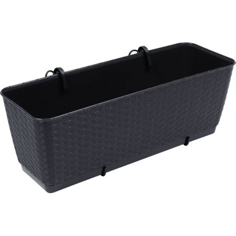 DRL500PW Balkonblumentopf mit Untersetzer Anthrazit (1/5)