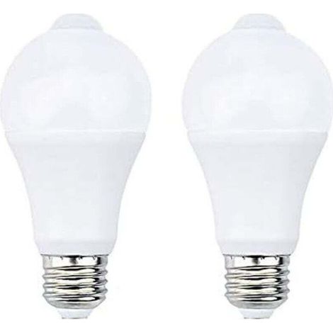 Lampadina LED E27 da 12W con sensore PIR a infrarossi, accensione/spegnimento automatico rilevamento movimento, A60 220V 1200lm equivalente a 120W alogena per scale, corridoi, garage (Confezione da 2, (1/5)