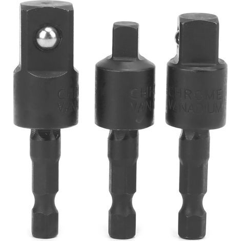 3-teiliges Akku-Bohrmaschinen-Set mit Sechskantschaft-Schlagschrauberadapter aus Metall und 360°-Drehung, Schwarz (1/5)
