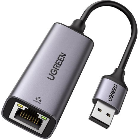 Adaptateur USB vers Ethernet Gigabit 1000Mbps RJ45 Réseau (Gris) Compatible avec Switch Box S 4 3 MacBook Pro Air Plug Play sous Windows 11 10 8,1 8 MacOS Android (1/5)