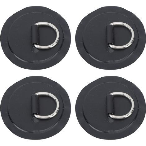 4 Pièces Anneaux de Fixation en PVC et Acier Inoxydable pour Planche de Paddle, Radeau ou Bateau - Noir