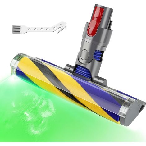 Lemige Tête de nettoyage LED douce et moelleuse pour aspirateur Dyson V7 V8 V11 Animal V15 Detect V10 Cyclone, mise à niveau à lumière verte LED anti-enchevêtrement, pièces de rechange à dégagement (1/5)