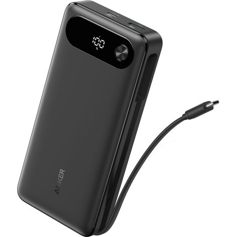 Powerbank Anker da 20000 mAh e 87 W con connettore USB-C integrato, colore nero, 1 pz.