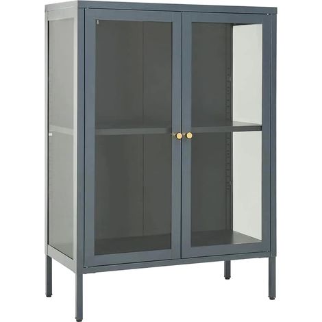 Maison Exclusive - Credenza Antracite 75x35x105 cm in Acciaio e Vetro
