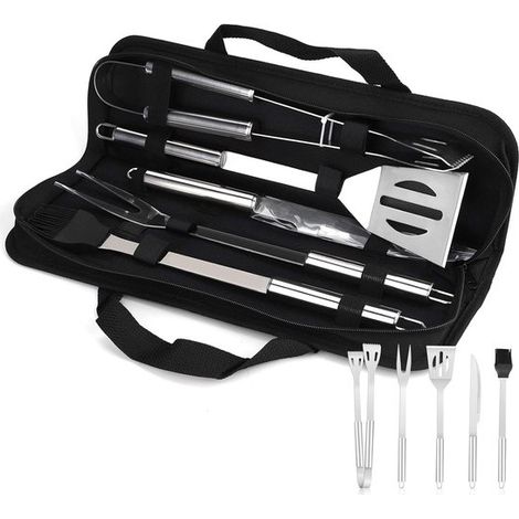 Juego de utensilios para barbacoa，accesorios de acero inoxidable con bolsas de almacenamiento，un excelente set de regalo (1/5)