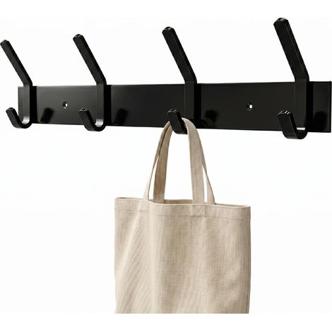 Porte-manteau mural multiple - 405 x 105 x 45 mm - Porteur couleur Noir - Fabriqué en Acier. Mod. CM38 (1/5)