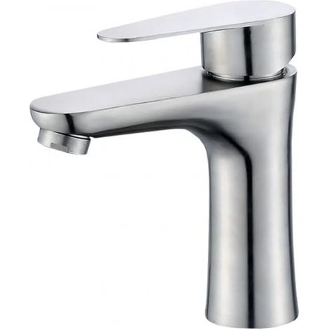 Grifos de baño, grifos de agua fría y caliente para lavabo, grifos de lavamanos (cepillados) (1/4)