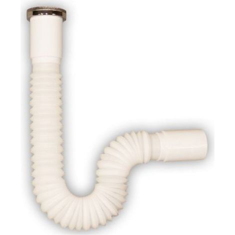 Siphon Universel - 1 1/4 Pouces X 32/40 Mm - Écrou Chromé - Blanc - 1 Pièce