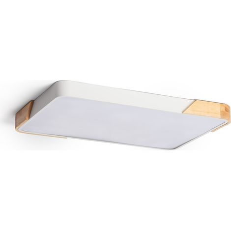 LED-Deckenleuchte 30W Rechteckig Holz und Metall 625x425 mm CCT Wählbar Semi-Dari Weiß