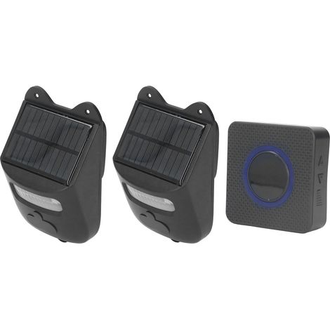 Détecteur de mouvement solaire Sonnette Infrarouge Alarme Extérieure Sirène avec Flash Lumineux Prise UE 110-240V pour Portail et Allée (1/5)