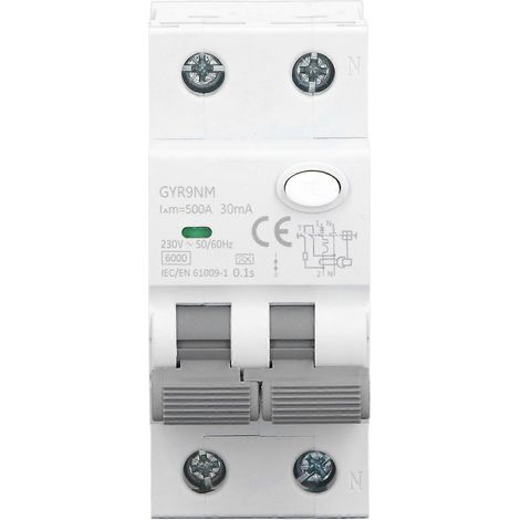 Disjoncteur différentiel monophasé (1P+N) 40 A 230 V 30 mA avec protection contre les surintensités