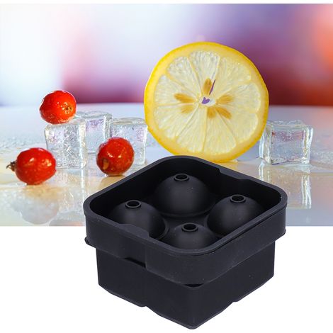 Set aus 2 wiederverwendbaren Eiswürfelformen mit je 4 Fächern aus schwarzem, elastischem Silikon. (1/5)