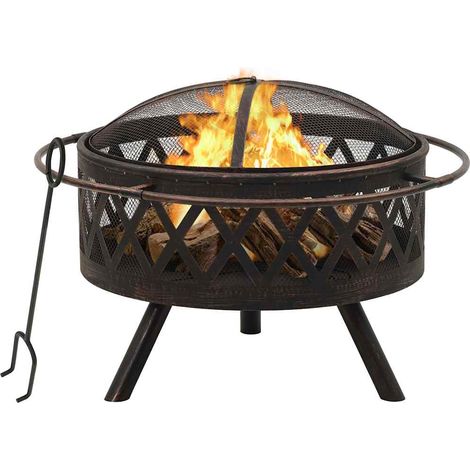 vidaXL Foyer rustique avec tisonnier 76 cm XXL Acier (1/5)