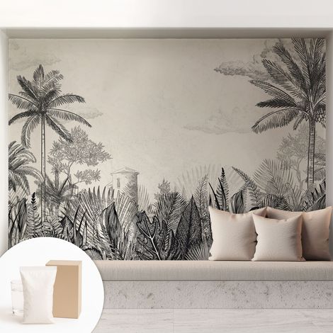 Fototapete Tapete Vliestapete mit Kleber - trendige Wanddeko - Schlafzimmer - Wohnzimmer Tropische Szenerie 208x146 cm (1/5)