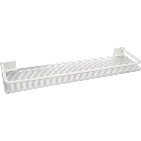 Étagère murale de douche en aluminium couleur crème, grande capacité, avec porte-serviettes intégré. (1/5)