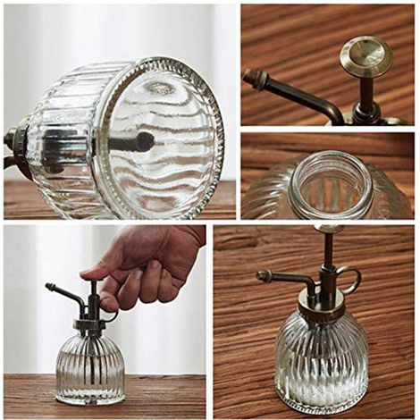 Retro-Pflanzensprüher aus Glas mit Kunststoffpumpe, Glas-Gießsprüher, Gartengerät (1/3)