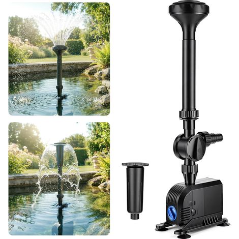 Pompe de Fontaine de Jardin 2500L/h 45W, Pompe de Bassin Submersible 2 en 1 avec Filtre et Buses Réglables, Anti-Rouille pour Extérieur (1/5)