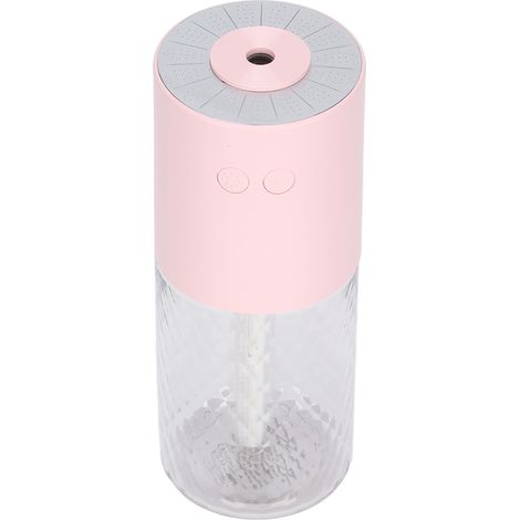 Leiser, tragbarer Mini-Luftbefeuchter für den Schreibtisch mit Kaltnebel, LED-Beleuchtung, rosa. (1/5)