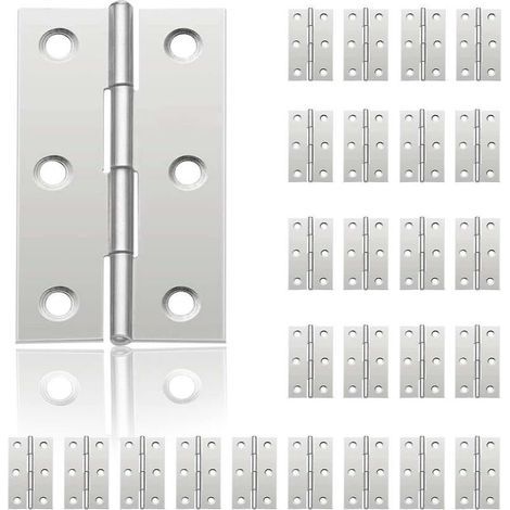 24Pcs Petit Charnières pour Portes, Charnière Inox, DIY Charnières de Portes pour Porte Placard Charnière Piano Boîtes à bijoux La Maison Meubles Matériel Armoire(44mm32mm)-ARCAN (1/4)