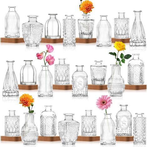 Lot de 24 Petits vases en Verre pour Fleurs, vases à bourgeons en Vrac, Petit Vase Vintage en Verre pour Arrangements Floraux, Centre de Table décoratif, décoration d'intérieur, fête de (1/5)