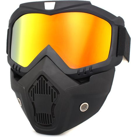 Motorrad-Windschutzbrille für Offroad-Fahrten im Freien, Demontageausrüstung, Gesichtsschutz, schwarzer Rahmen, rotes Imitationsteil (1/5)