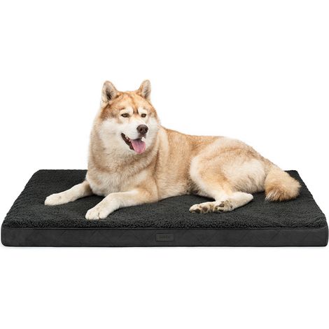 lionto orthopädisches Hundebett, 112x81x8 cm, für Hunde & Katzen, schwarz