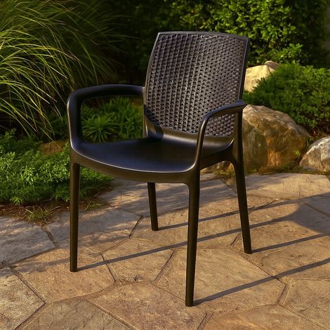 Exagonshop Sedia da esterno antracite effetto Rattan con