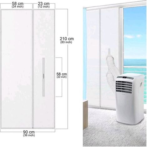 Kit d'étanchéité pour fenêtre coulissante et oscillo-battante - Bride en tissu universelle pour climatiseur mobile avec cadre ajustable, installation intérieure/extérieure